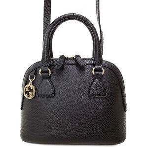 Gucci GG Charm Dome Bag Calfskin Leather Black